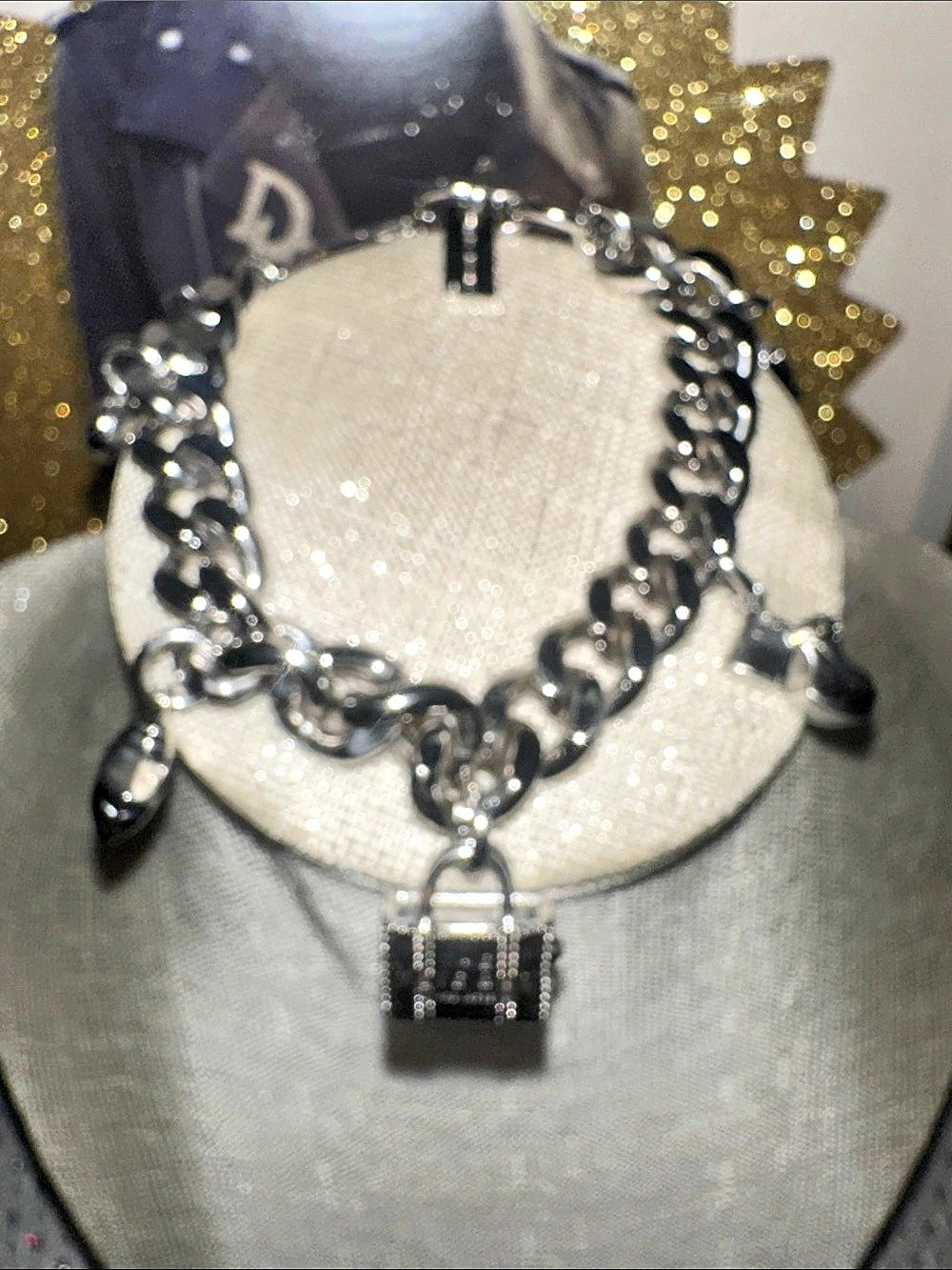 Marc Jacobs The Mini Icon Charm Bracelet Necklace Black